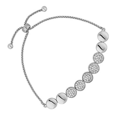 Silver pave circle toggle bracelet